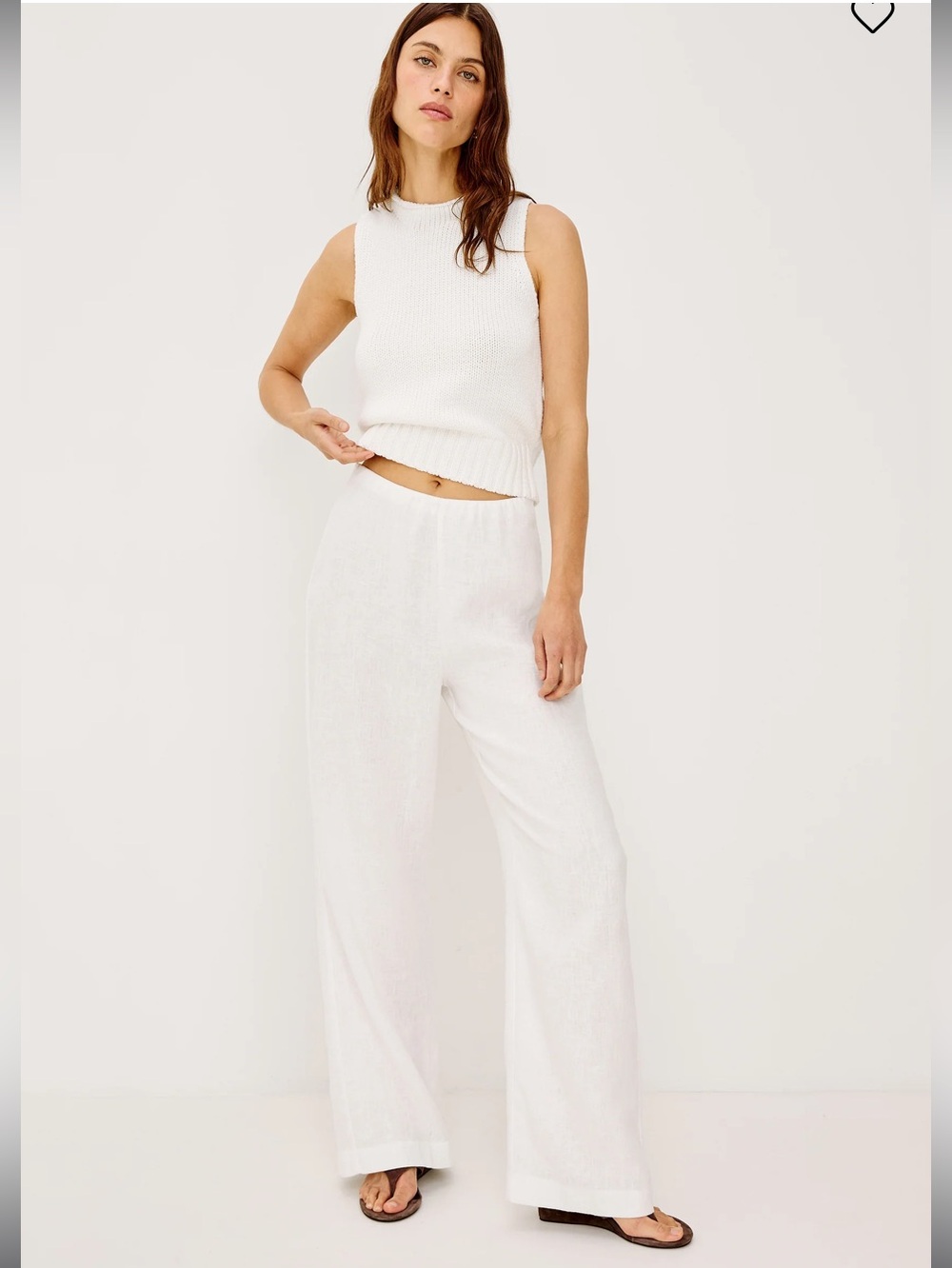 Andrine Pant White Eco Linen flat front no pockets
$242 (photo worn only)